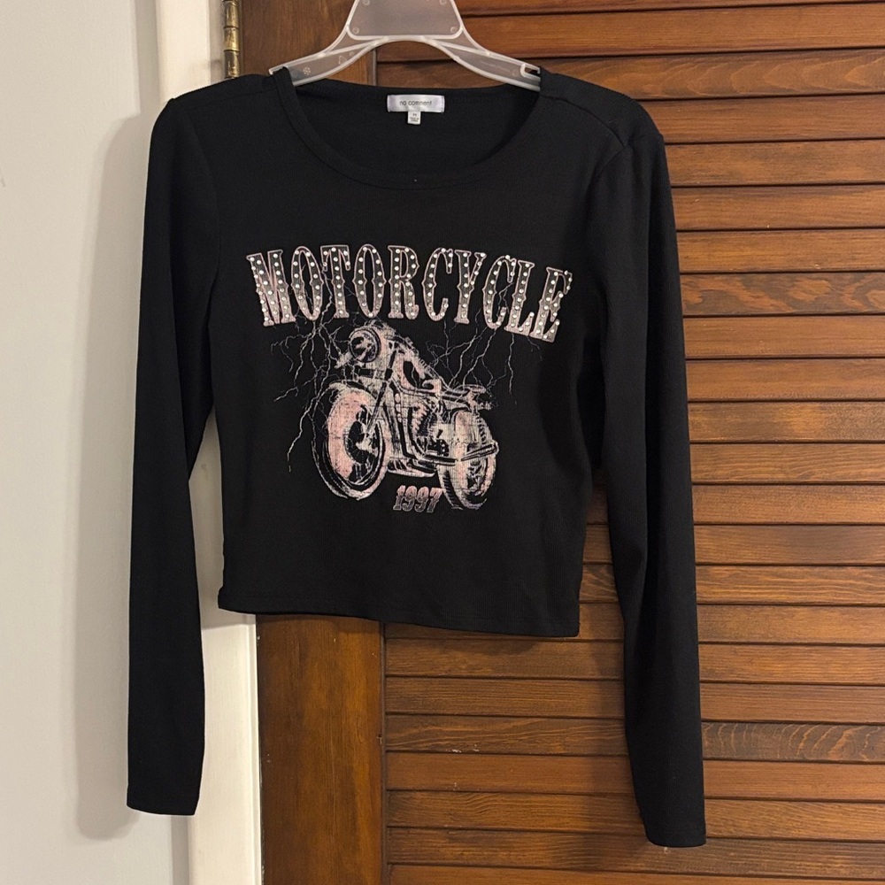 Black Motorcycle Graphic Long Sleeve Tee